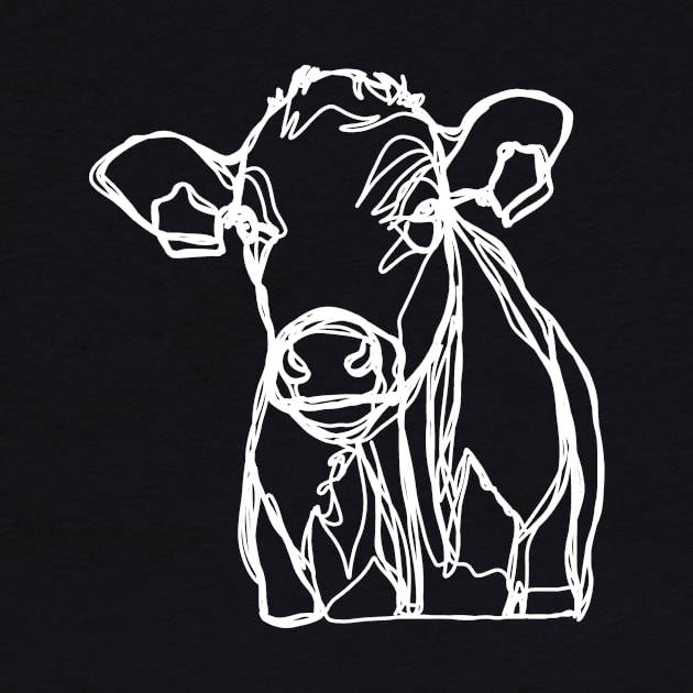 Baby cow calf white line art by Carijn